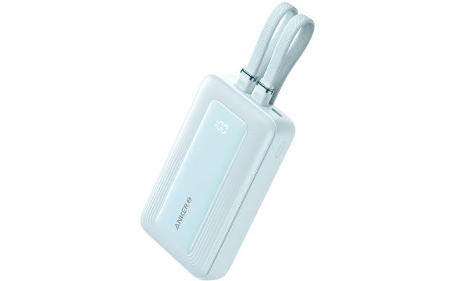 Anker Zolo Power Bank, 10,000mAh 30W Max Fast Portable Charger with Built-in USB-C and MFi Certified Lightning Cables, USB-C&A, Battery Pack for iPhone 16/15 Series, MacBook, Galaxy - Blue
